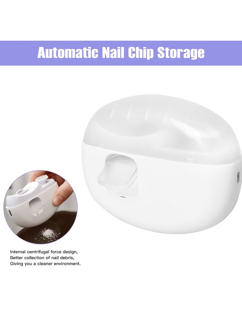 السيد باندا مقص أظافر كهربائي مع ضوء 2 في 1، مقص أظافر كهربائي أوتوماتيكي لتلميع الأظافر وقص الأظافر ومبرد 2 في 1، تصميم 2 في 1، مقص أظافر آمن قابل لإعادة الشحن عبر USB للأطفال وكبار السن والبالغين (اللون الأبيض) - Image 5