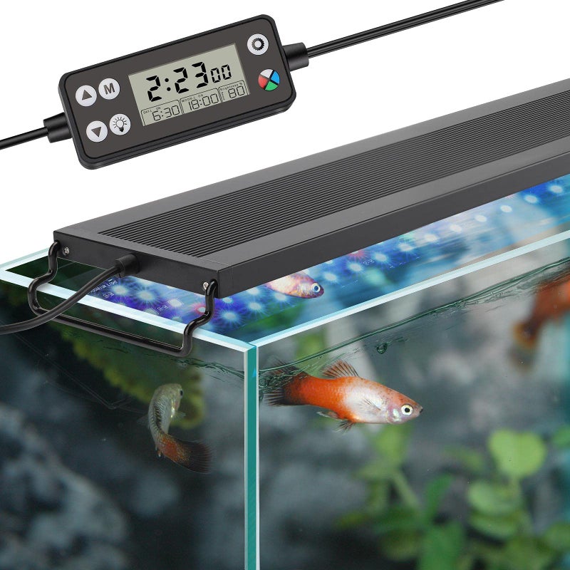hygger Auto On Off LED Aquarium Light, Full Spectrum Fish Tank Light with LCD Monitor, 24/7 Lighting Cycle, 7 Colors, Adjustable Timer, IP68 Waterproof, 3 Modes for 24"-30" Freshwater Planted Tank - Image 1