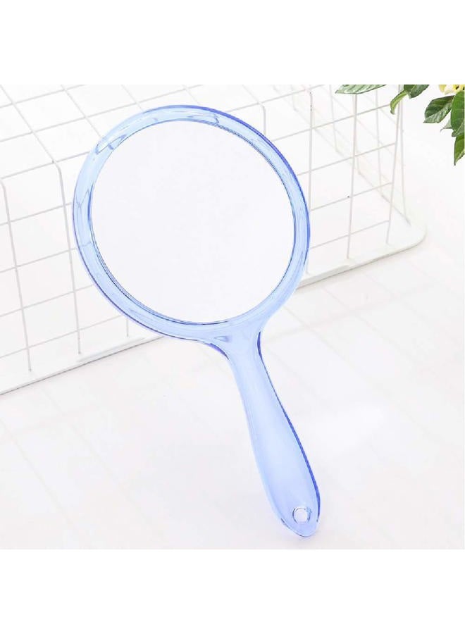 TOPYHL Makeup Hand Mirror, Double-Sided 3X 1x Magnifying Large Travel Handheld Mirror Cosmetic Mirror Acrylic Clear Finish Round Mirror (Blue) - Image 2