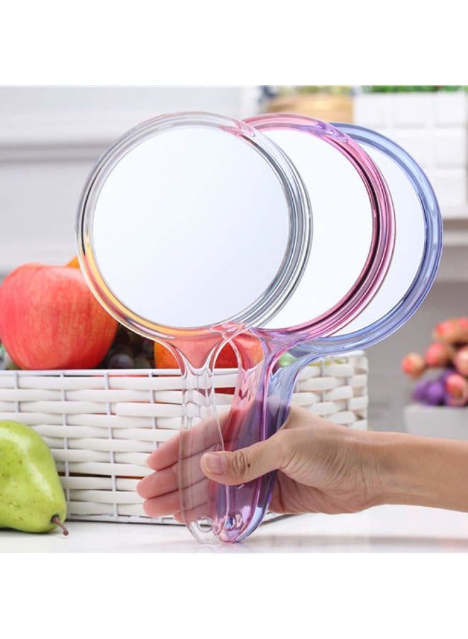 TOPYHL Makeup Hand Mirror, Double-Sided 3X 1x Magnifying Large Travel Handheld Mirror Cosmetic Mirror Acrylic Clear Finish Round Mirror (Blue) - Image 4