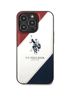U.S. Polo Assn. USPA iPhone 14 Pro PU Leather Case With Embossed Double Line & Horse Logo, Full Protection, Easy Snap-On & Slim Profile - Red/White/Navy  - Image 3