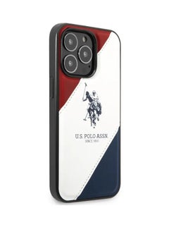 U.S. Polo Assn. USPA iPhone 14 Pro PU Leather Case With Embossed Double Line & Horse Logo, Full Protection, Easy Snap-On & Slim Profile - Red/White/Navy  - Image 4