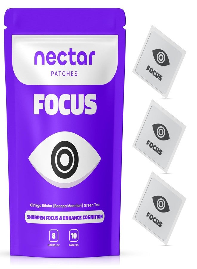 Nectar Patches لصقات نكتار للتركيز | مع باكوبا مونيري، والشاي الأخضر، والجنكة بيلوبا | 10 لصقات - Image 1