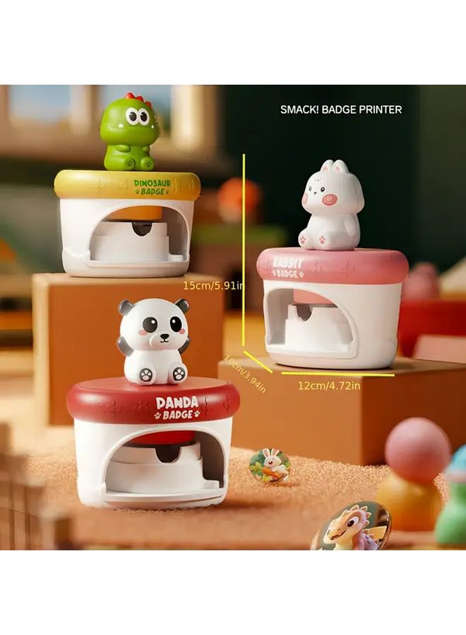 DIY Badge Maker Machine Set With Panda Chest Press 36 Cutouts Stickers - Image 2