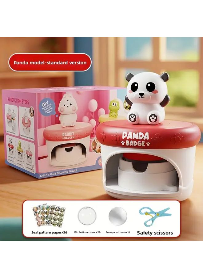 DIY Badge Maker Machine Set With Panda Chest Press 36 Cutouts Stickers - Image 5