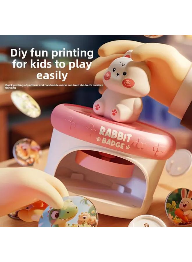 DIY Badge Maker Machine Set With Panda Chest Press 36 Cutouts Stickers - Image 3