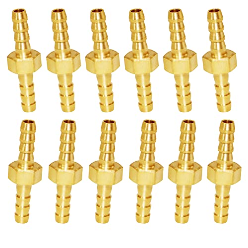 JoyTube Brass Hose Barb Fitting Metals Splicer Mender, 3/16" Barb Hose Union Fuel Gas Water Air (Pack of 12) - Image 5