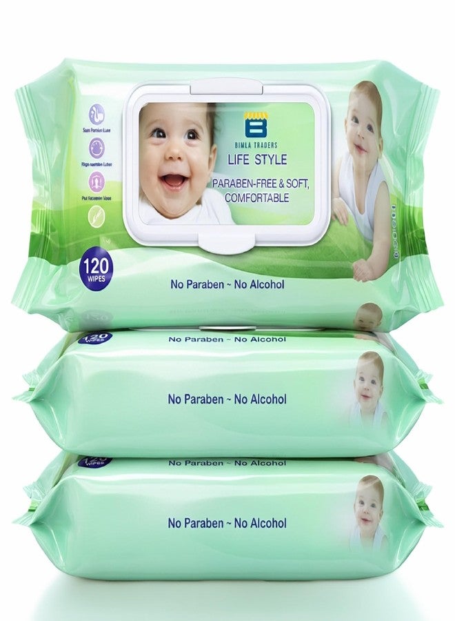 Btag Soft Natural Baby Wipes | Natural & Gentle Care | Ultra-Soft, Baby-Friendly Wet Wipes for Daily Use 120 Piece Pack (Pack of - 3) - Image 1