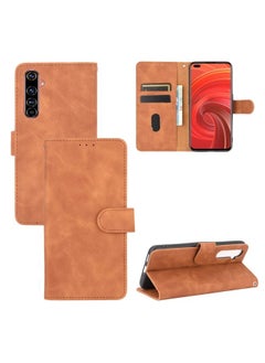 HuHa Case Cover For Realme X50 Pro / X50 Pro 5G Solid Color Skin Feel Magnetic Buckle Horizontal Flip Calf Texture PU Leather Case with Holder & Card Slots & Wallet Brown 