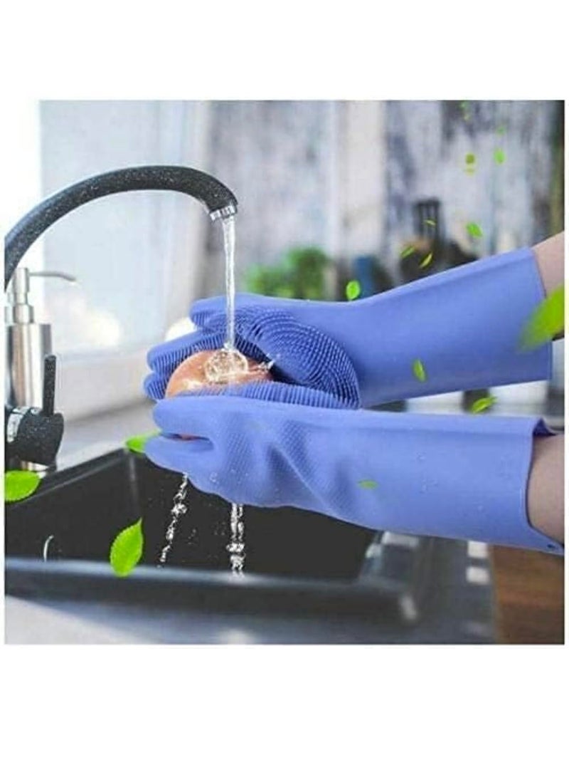 JSMSilicone Dust Clean Kitchen Gloves for Dish washing Cleaning Gardening Wet and Dry Glove hand gloves for kitchen Multicolour Pack Of 1  - Image 2