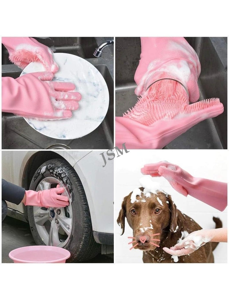 JSMSilicone Dust Clean Kitchen Gloves for Dish washing Cleaning Gardening Wet and Dry Glove hand gloves for kitchen Multicolour Pack Of 1  - Image 3