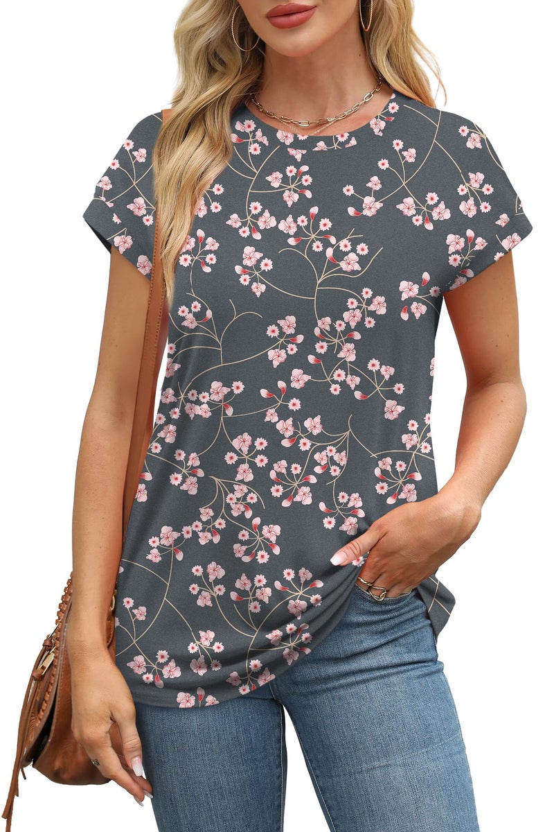 Alaroo Womens Summer Tops 2026 Cute Trendy Tshirts Shirts Work Outfits Beach Vacation Clothes Floral Boho Hawaiian Print 21 L - Image 2