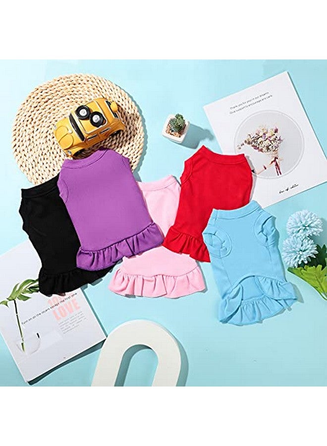 Weewooday 6 Pieces Dog Dresses Shirt Skirt Dog Sleeveless Dress Breathable Pet Shirts with Ruffles Pet Sundress Outfits for and Cats(L Size) - Image 4