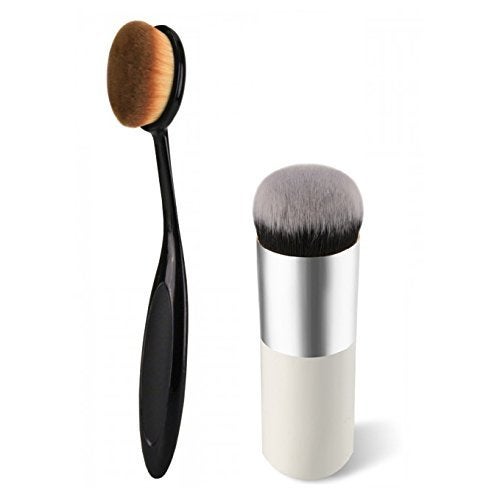 Gugzy Kabuki Brush  Oval Brush Combo Black  White Silver - Image 1