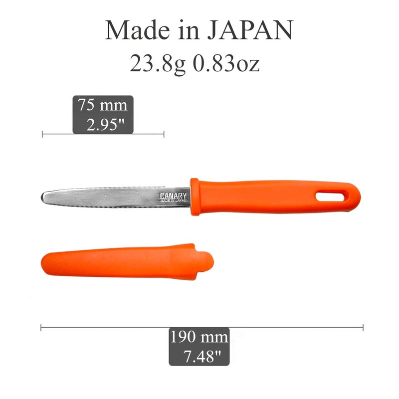 CANARY Cardboard Cutter with Safe Cover, Safety Box Cutter Box Opener Tool, Serrated Japanese Stainless Steel Blade, Orange, Made in JAPAN - Image 2