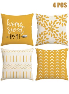 Pillow Covers 18x18 Set of 4, Modern Sofa Throw Pillow Cover, Decorative Outdoor Linen Fabric Pillow Case for Couch Bed Car Home Sofa Couch Decoration 45x45cm (Yellow, 18x18, Set of 4)