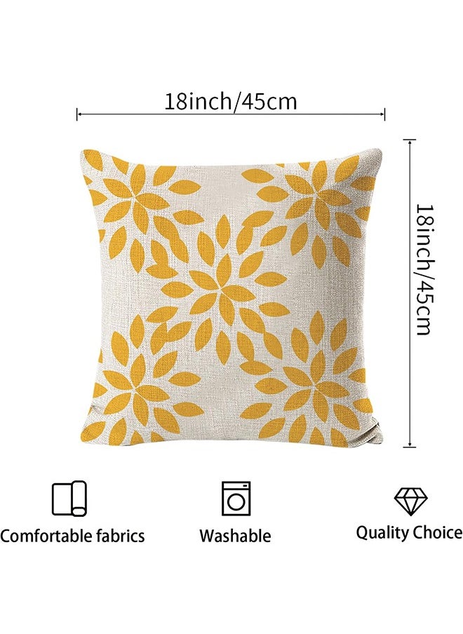 HY - Pillow Covers 18x18 Set of 4, Modern Sofa Throw Pillow Cover, Decorative Outdoor Linen Fabric Pillow Case for Couch Bed Car Home Sofa Couch Decoration 45x45cm (Yellow, 18x18, Set of 4) - Image 1