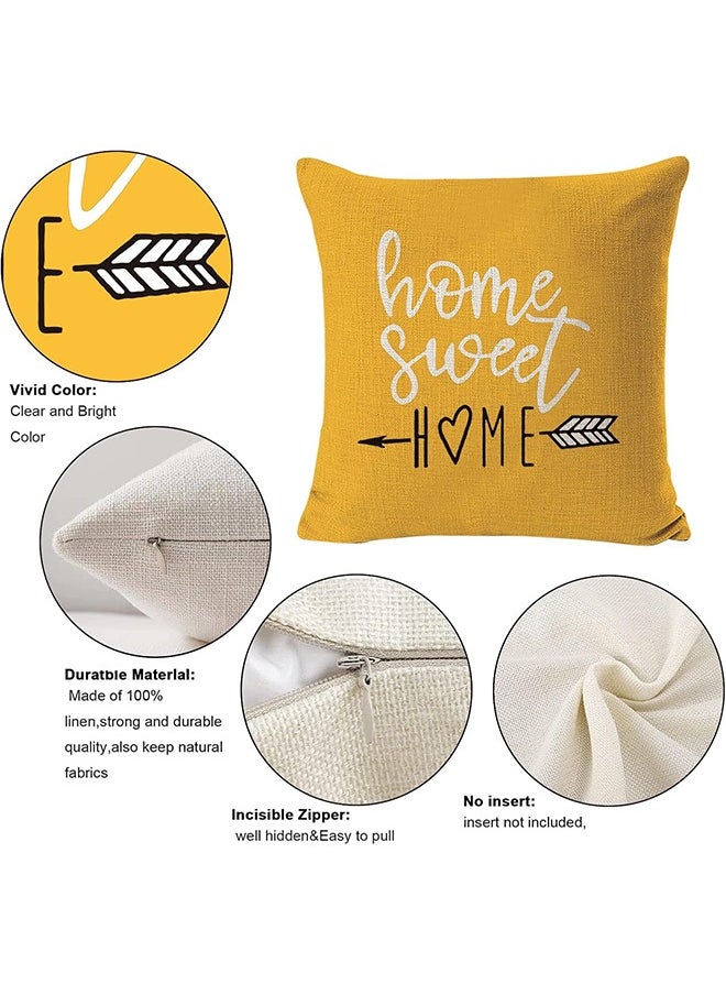HY - Pillow Covers 18x18 Set of 4, Modern Sofa Throw Pillow Cover, Decorative Outdoor Linen Fabric Pillow Case for Couch Bed Car Home Sofa Couch Decoration 45x45cm (Yellow, 18x18, Set of 4) - Image 1