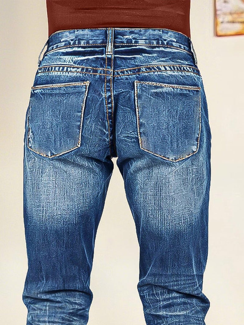 Flamingals Bootcut Jeans for Women Trendy Mid Rise Stretchy Wash Ripped Butt Lifting Western Jeans Without Belt Mid Blue L - Image 5