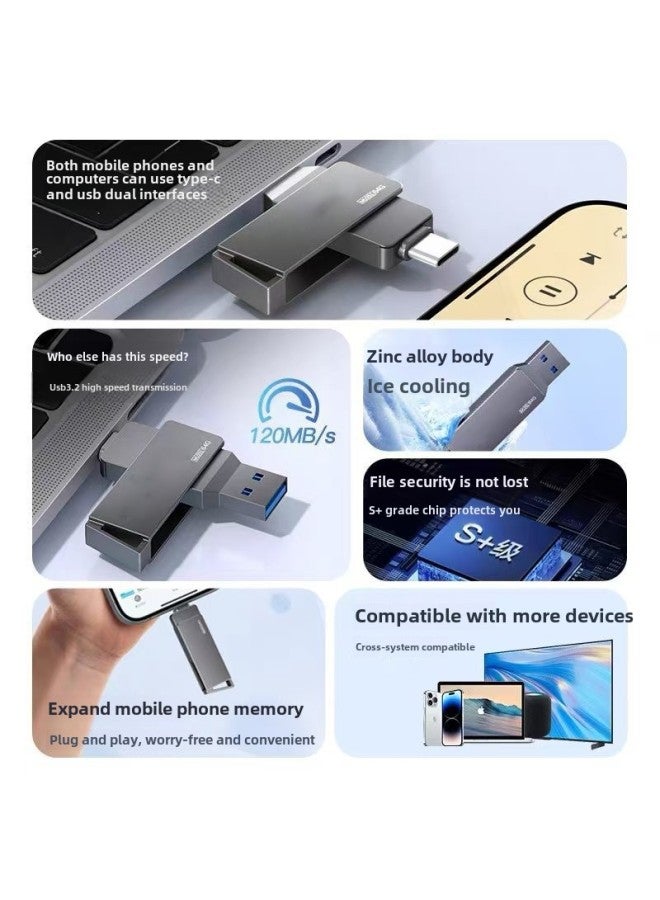 128gType-C Mobile Phone High-speed U Disk USB3.0 Dual Interface 32G Computer Dual-purpose 64 USB Large Capacity System-Capacity:Official Standard-Interface:128g Pink [usb3.0] Type-c Mobile Phone Dual-purpose Usb Flash Drive  - Image 3