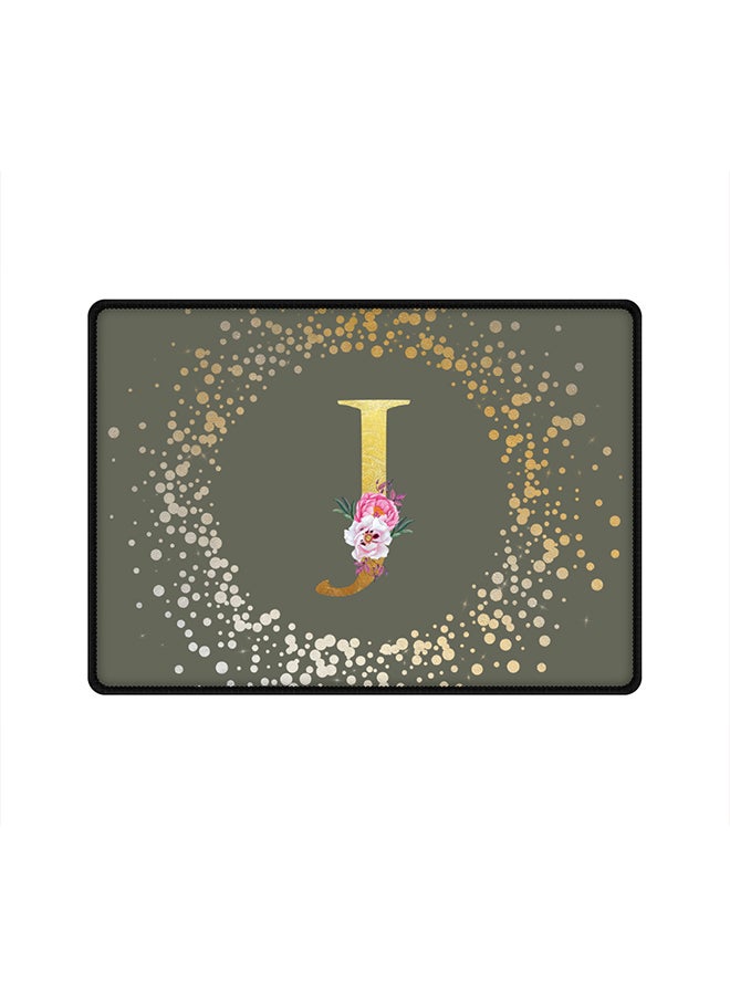 Stylizedd Designer Gaming Mouse Pad Anti-Skid Mousepad Large Keyboard Mouse Pad Desk Mat Custom Monogram Initial Letter Floral Pattern Alphabet - J(Olive Green) - Image 1