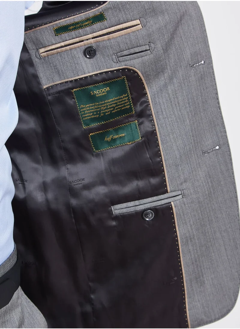 Sacoor Brothers Herringbone Serge Slim Fit Suit
