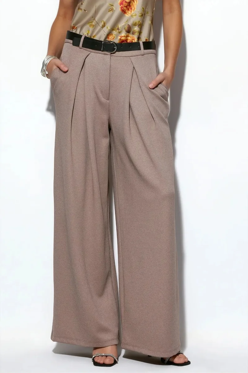 BUSEM High-Waist Wide-Leg Crepe Trousers With Belt