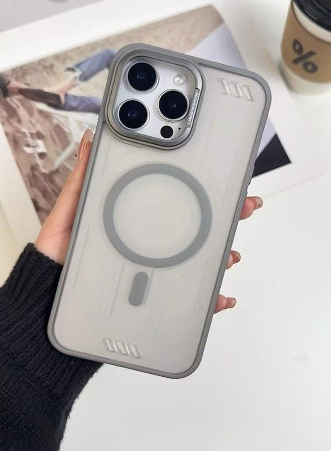 جراب مقاوم للصدمات ممتاز لهاتف ايفون 12 / 13 برو ماكس - مع إطار معدني للكاميرا - غطاء مغناطيسي غير لامع أنيق لجميع الأعمار ويدعم ماج سيف - مضاد لبصمات الأصابع وحماية الكاميرا ومقاومة للسقوط - متوافق مع ايفون 12 / 13 برو ماكس - رصاصي - Image 5