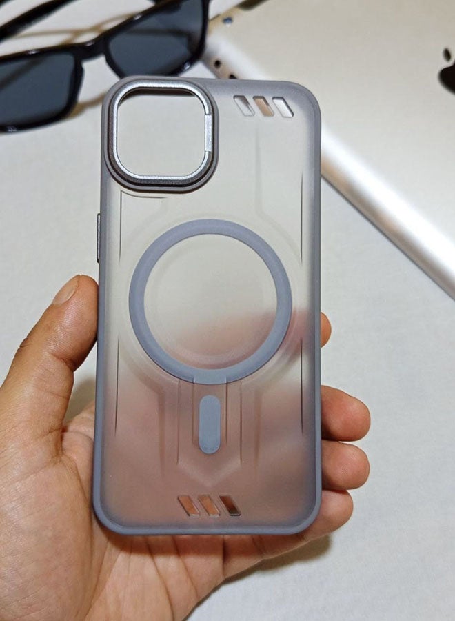 جراب مقاوم للصدمات ممتاز لهاتف ايفون 12 / 13 برو ماكس - مع إطار معدني للكاميرا - غطاء مغناطيسي غير لامع أنيق لجميع الأعمار ويدعم ماج سيف - مضاد لبصمات الأصابع وحماية الكاميرا ومقاومة للسقوط - متوافق مع ايفون 12 / 13 برو ماكس - رصاصي - Image 4