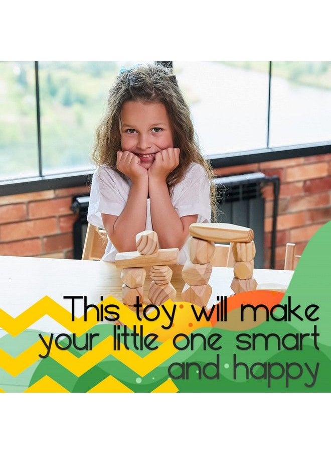 Wooden Balancing Stones Montessori Toys For 3 4 5 Year Old Kids And Toddlers Learning Sensory Toy, 20 Large Size Wooden Building Blocks Set Of Stacking Stones For Kids Pine Wood Rocks  - Image 3