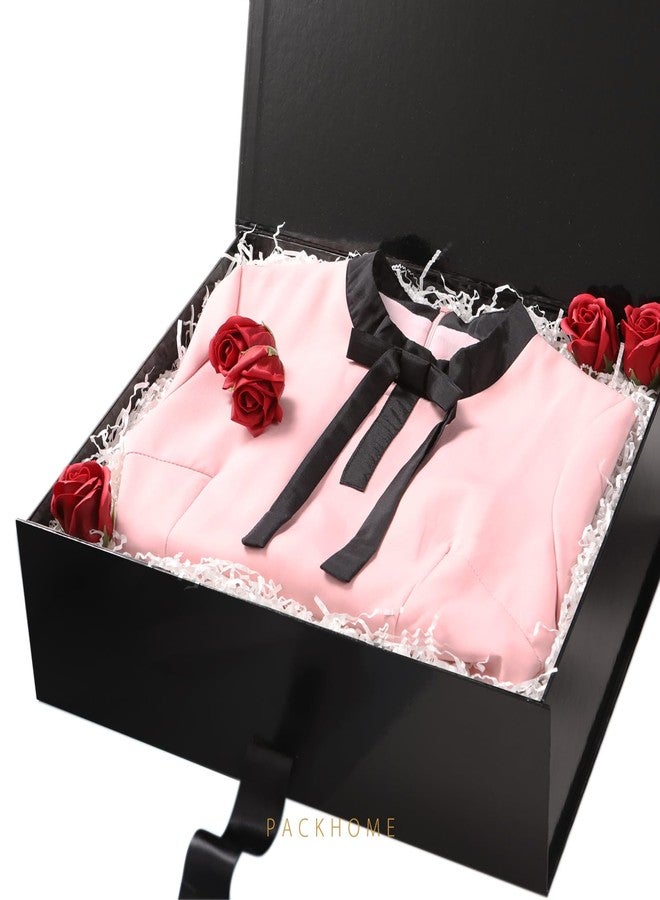 PACKHOME 16.3x14.2x5 Inches, Extra Large Gift Box with Lid, Gift Box with Ribbon for Clothes and Large Gifts (Glossy Black) - Image 3