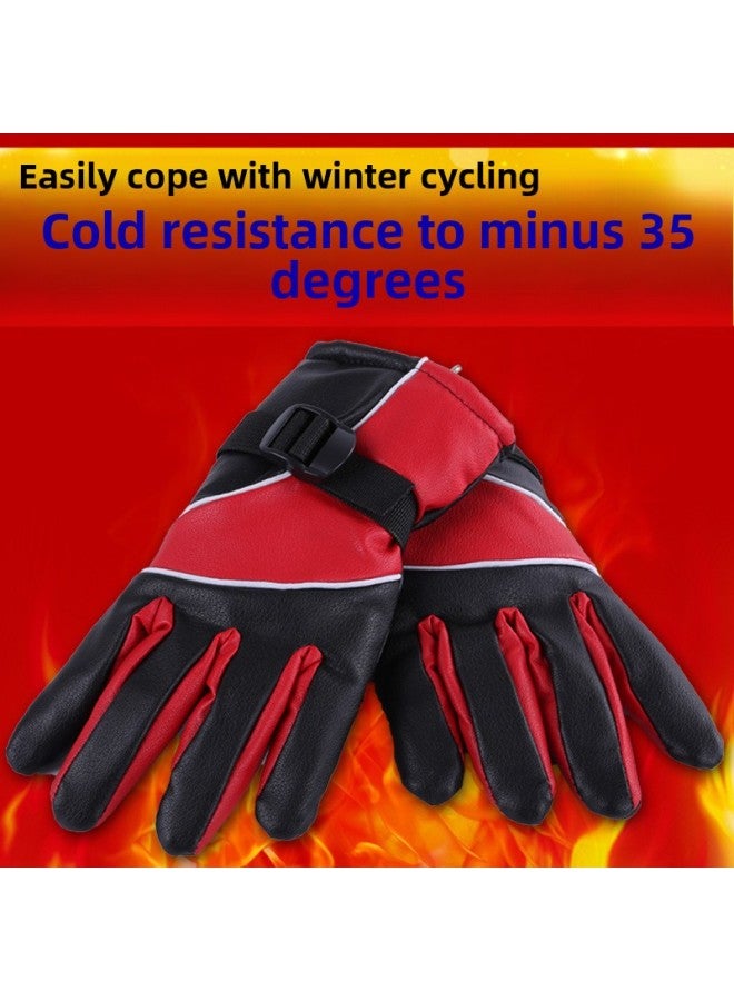 Electric Car Electric Heating Gloves Motorcycle Battery Car Tricycle Winter Riding Usb Heating Winter Electric Hand Warmer-Color:48v Blue Black + Pu Leather Fabric-Applicable Models:One Size Fits All  - Image 5