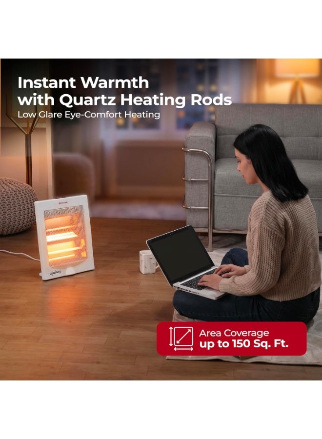 Lifelong Regalia 800 Watts Quartz Room Heater for Home with 2 Power settings, ISI Certified, 2 Rod Heater for Room |Cord Length 1.5 Meter| 1 Year Manufacturer's Warranty (LLQH922, White) - Image 3