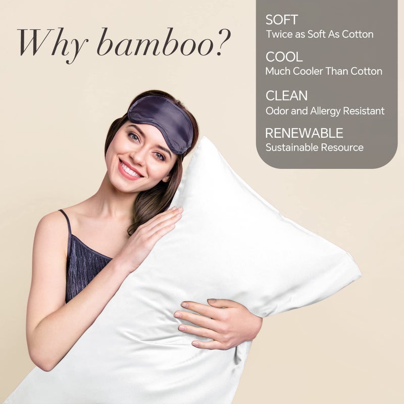 BEDELITE Body Pillow Cover, Rayon Made from Bamboo, Cooling Body Pillow Pillowcase for Hot Sleepers and Night Sweats, Breathable & Silky Soft Full Long Pillow Case Cover (White, 20x54 Inches) - Image 2