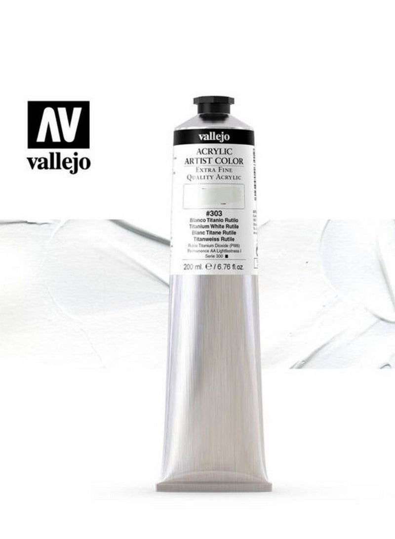 ألوان أكريليك فنية - تيتانيوم أبيض روتيل، ألوان أكريليك احترافية عالية الصبغة، ٢٠٠ مل