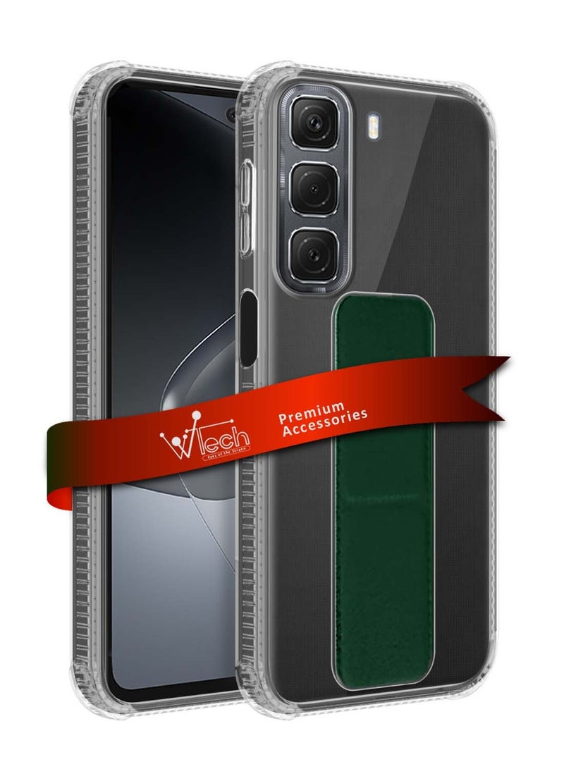 Wtech Infinix Hot 50 4G 2024 TPU Hand Grip Air Pillow Case Cover - Clear/Dark Green - Image 1