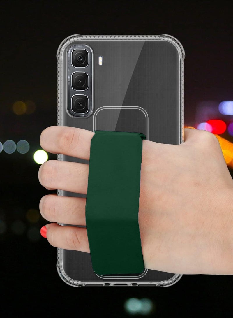 Wtech Infinix Hot 50 4G 2024 TPU Hand Grip Air Pillow Case Cover - Clear/Dark Green - Image 3