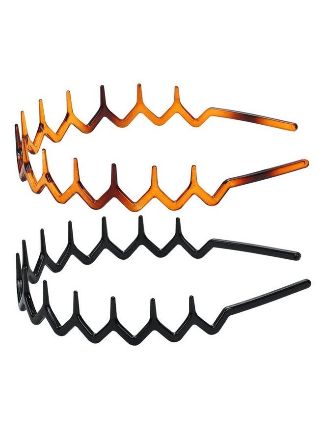 Mia Beauty Zigzag Headband With Teeth Creates Cool Cornrow Effect Fashionable Hair Accessory For Women Teens Black + Tortoise 2Pieces - Image 2