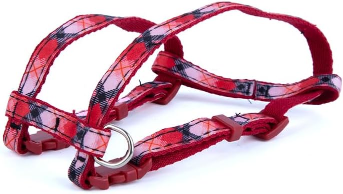 Daiso Plaid Pattern Dog Harness | Red | Adjustable Soft Nylon Harness for Small & Medium Dogs - Image 3