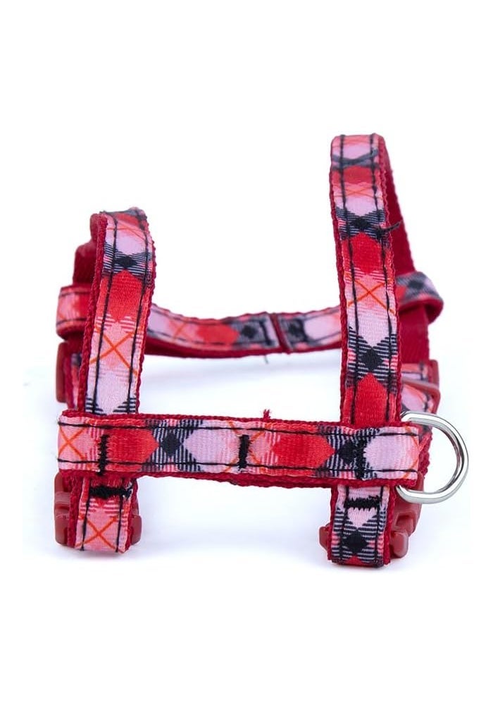 Daiso Plaid Pattern Dog Harness | Red | Adjustable Soft Nylon Harness for Small & Medium Dogs - Image 4