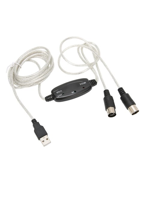 محول كابل USB MIDI إلى محول لوحة مفاتيح الموسيقى للكمبيوتر الشخصي كابل محول واجهة USB إلى لوحة مفاتيح الكمبيوتر الشخصي MIDI