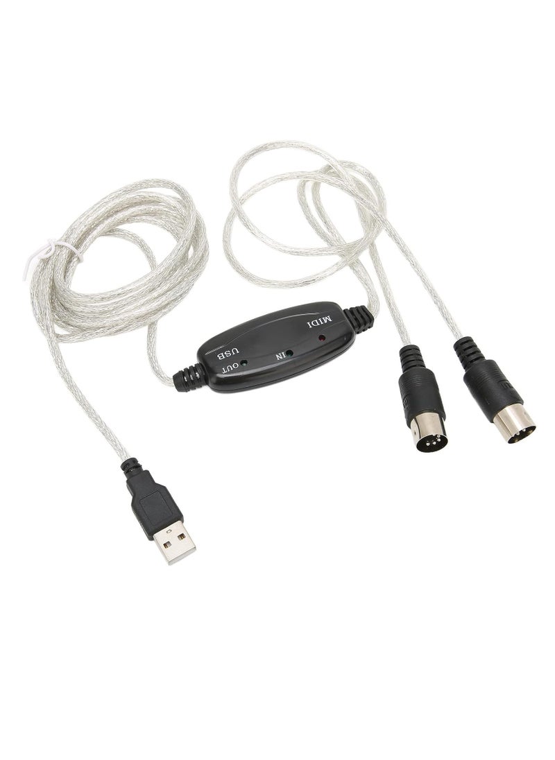 ماركة غير محددة محول كابل USB MIDI إلى محول لوحة مفاتيح الموسيقى للكمبيوتر الشخصي كابل محول واجهة USB إلى لوحة مفاتيح الكمبيوتر الشخصي MIDI  - Image 1