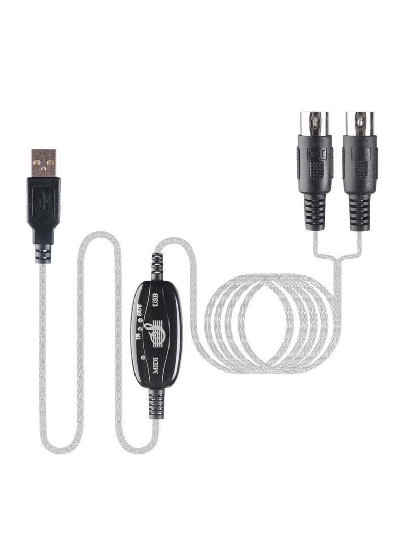 ماركة غير محددة محول كابل USB MIDI إلى محول لوحة مفاتيح الموسيقى للكمبيوتر الشخصي كابل محول واجهة USB إلى لوحة مفاتيح الكمبيوتر الشخصي MIDI  - Image 2