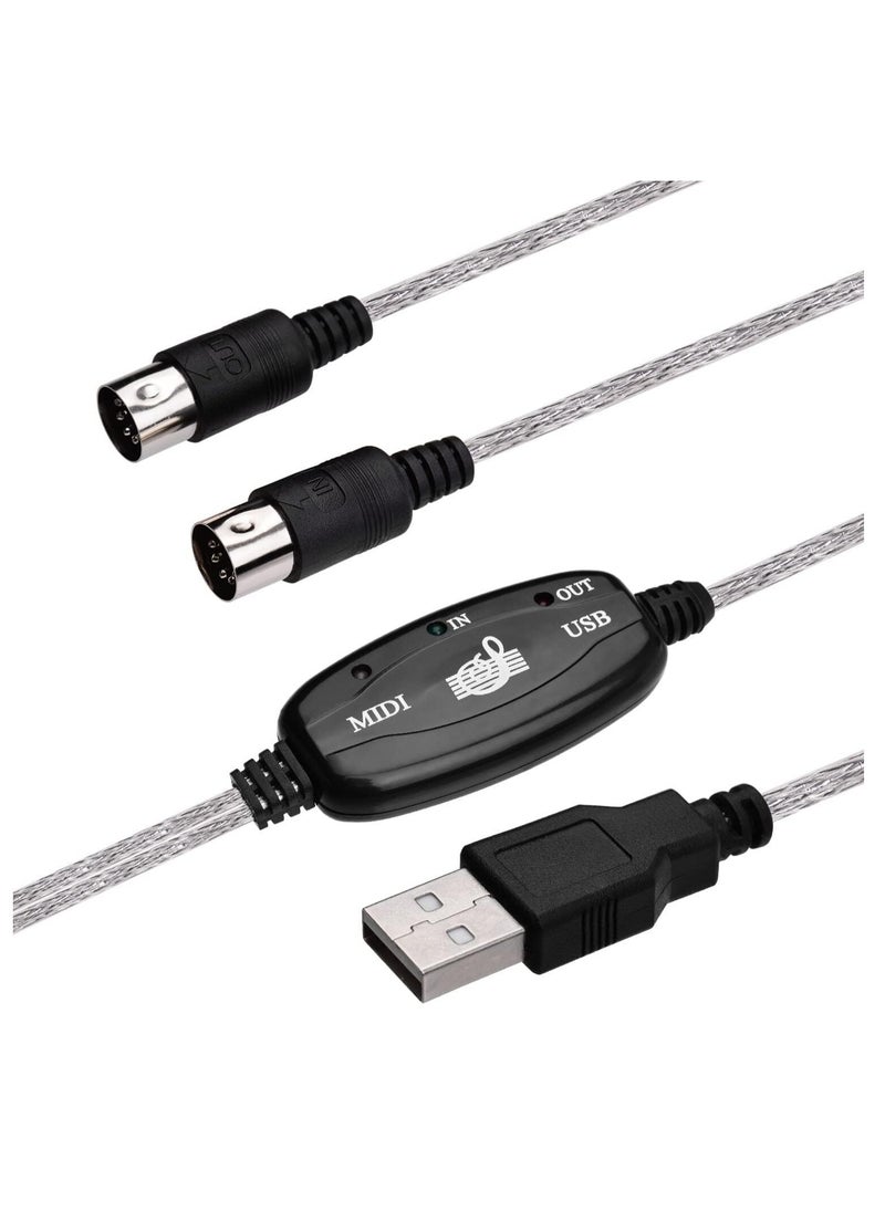 ماركة غير محددة محول كابل USB MIDI إلى محول لوحة مفاتيح الموسيقى للكمبيوتر الشخصي كابل محول واجهة USB إلى لوحة مفاتيح الكمبيوتر الشخصي MIDI  - Image 3