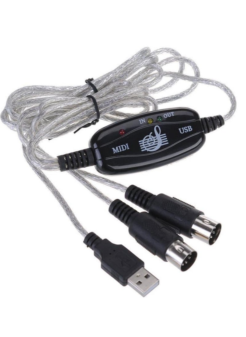 ماركة غير محددة محول كابل USB MIDI إلى محول لوحة مفاتيح الموسيقى للكمبيوتر الشخصي كابل محول واجهة USB إلى لوحة مفاتيح الكمبيوتر الشخصي MIDI  - Image 4