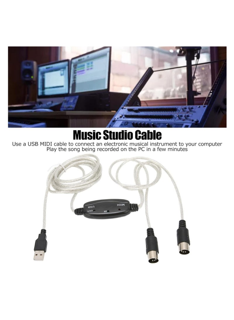 ماركة غير محددة محول كابل USB MIDI إلى محول لوحة مفاتيح الموسيقى للكمبيوتر الشخصي كابل محول واجهة USB إلى لوحة مفاتيح الكمبيوتر الشخصي MIDI  - Image 5