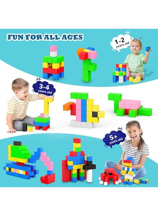 يونيكبيبي مجموعة مكعبات بناء مغناطيسية 54 قطعة للأطفال، لعبة تعليمية مونتيسوري STEM، مكعبات ثلاثية الأبعاد مغناطيسية للتكديس والتصميم، ألعاب حسية للتطوير المبكر، آمنة من ABS بحواف ناعمة، مغناطيس قوي، تنمية المهارات الذهنية والتنسيق بين اليد والعين، هدية مثالية للأولاد والبنات 3+ سنوات - Image 1
