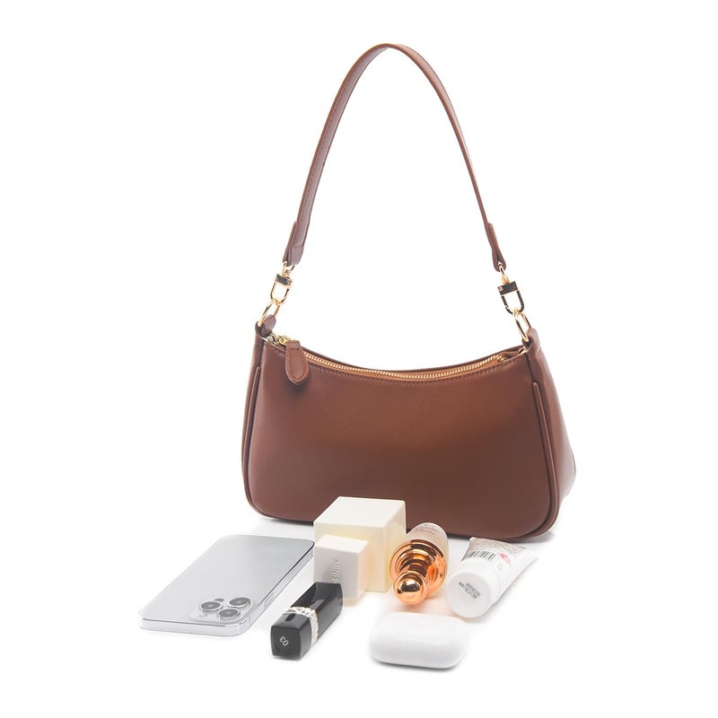 Gumhay Shoulder Bag for Women with 2 Removable Straps and Zipper Closure Crossbody Bags Clutch Tote HandBags Purses(Brown) - Image 5