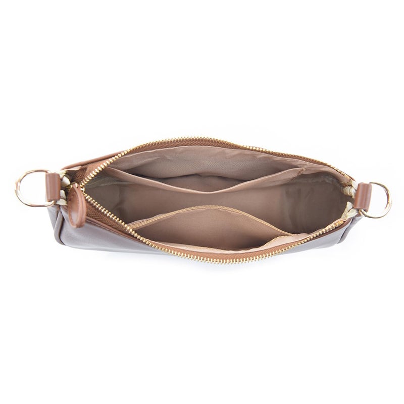 Gumhay Shoulder Bag for Women with 2 Removable Straps and Zipper Closure Crossbody Bags Clutch Tote HandBags Purses(Brown) - Image 3
