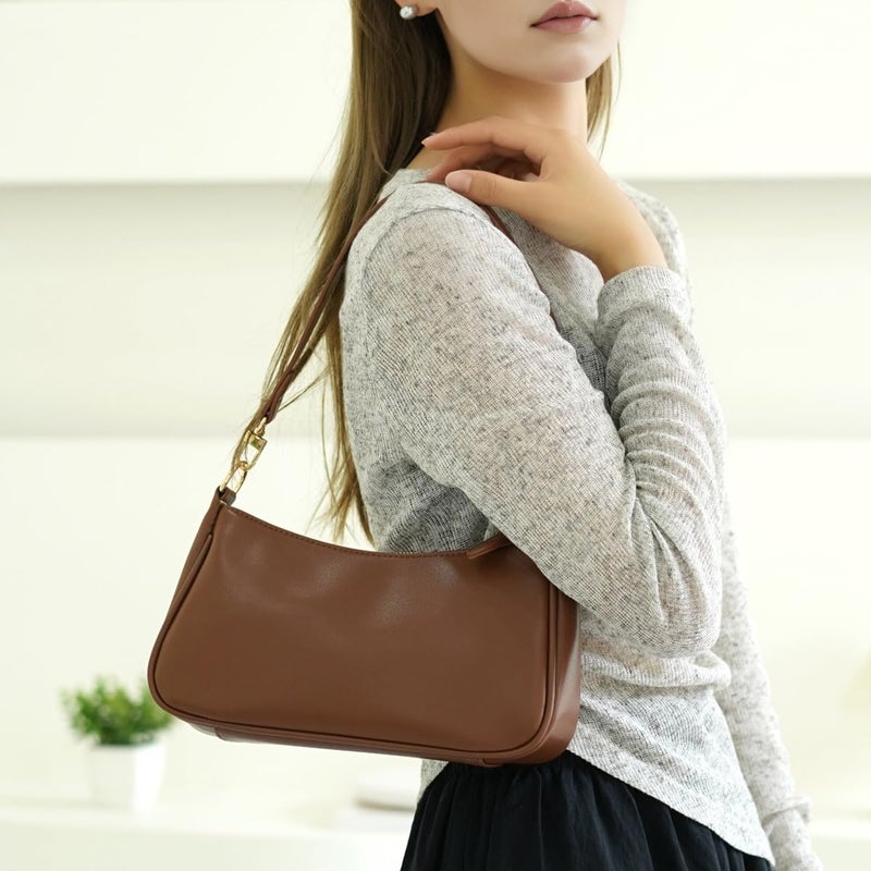 Gumhay Shoulder Bag for Women with 2 Removable Straps and Zipper Closure Crossbody Bags Clutch Tote HandBags Purses(Brown) - Image 2